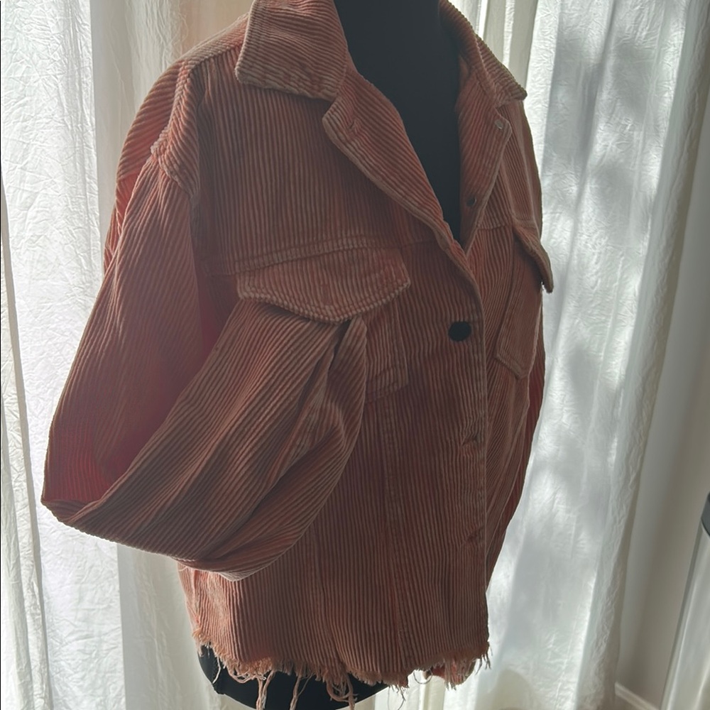 POL -Women's Corduroy Jacket - fluorescent coral/ orange
